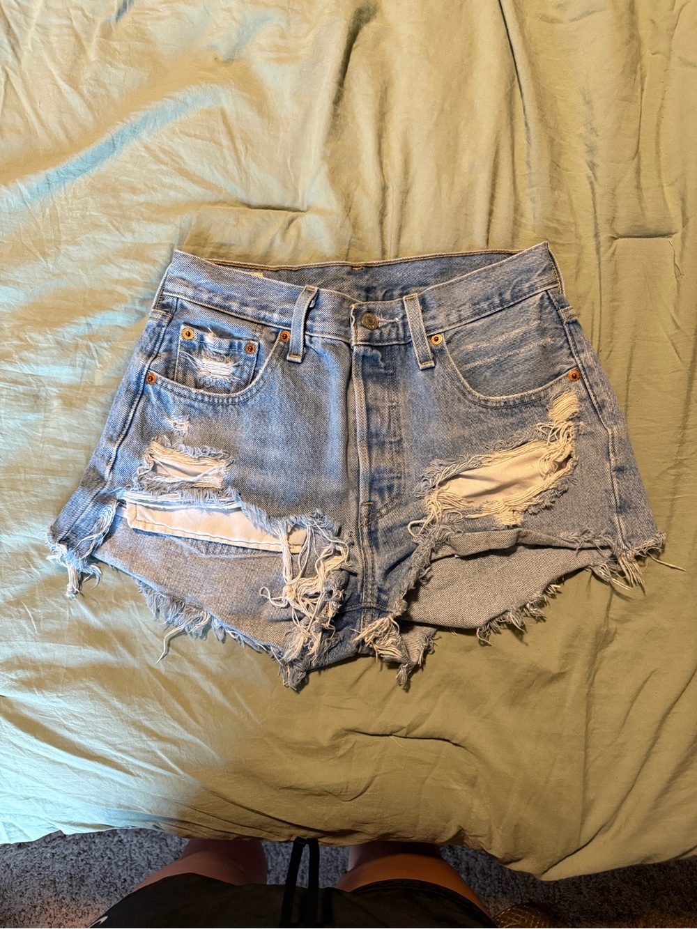 Levi's Light Wash Distressed Denim Cutoff Shorts